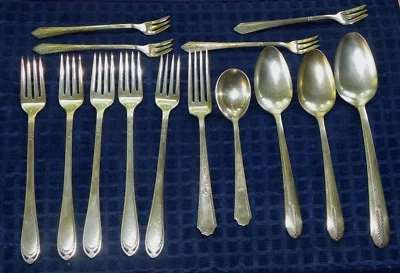 Lote de 14 cubiertos de plata mixtos antiguos o antiguos - plata interna y Winthrop Foto 1 de 4