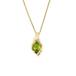 14k YG Peridot Necklace - Picture 1 of 8