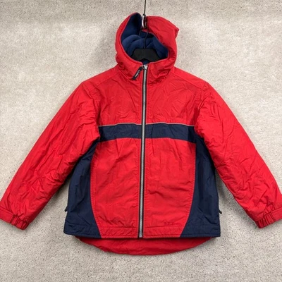 L.L. Parka Bean para niños talla mediana 10-12 roja cremallera completa con capucha línea polar aislada Foto 1 de 4