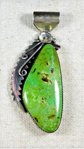 NAVAJO Peterson Johnson STERLING Carico Lake Türkis HANDARBEIT Vintage ANHÄNGER - Bild 1 von 4