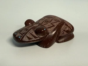 Native American Zuni Carved Frog Fetish Brandon Phillips Pipestone Turquoise - Bild 1 von 8