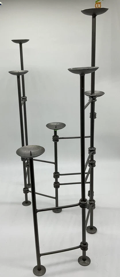 MCM Brutalist Style Metal Folding Candle Holder Articulated Candelabra Retro 27" - Image 1 of 4