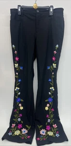 Vintage Moschino Jeans bestickt Blumen schwarz Anzughose-Größe 12 - Bild 1 von 5
