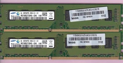 8GB 2x4GB PC3-10600 DDR3-1333 SAMSUNG M378B5273DH0-CH9 Lenovo 89Y9224 Memory Kit - Image 1 of 2