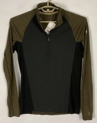 Smartwool NWT Mens Merino Wool Sport 250 1/4 Zip Wind Jacket Small S Olive New - Image 1 of 4