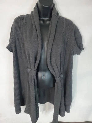 Cárdigan para mujer IZOD talla pequeña gris carbón frente abierto manga corta suéter Foto 1 de 4