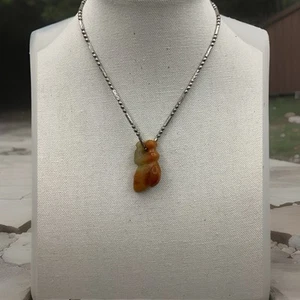 Vintage Fish Jade Pendant Necklace Unisex - Picture 1 of 8