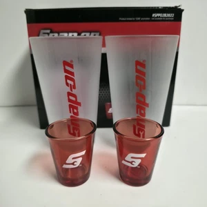 Snap-On Tools 4 Piece Drinkware Set Two Frosted Pint Glasses Two Red Shot Glass - Picture 1 of 2