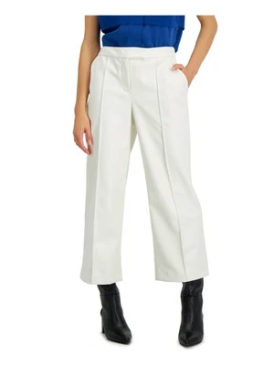 ALFANI Womens White Faux Leather Cropped Pants Size: 12 - Image 1 of 4