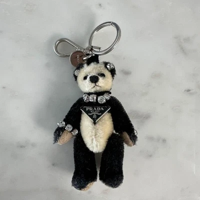 Prada Panda Bear Rhinestones Bag Charm Key Ring Keychain W5 - Image 1 of 4