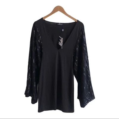 MOTEL блестками широкий рукав мини спандекс платье - Изображение 1 из 4