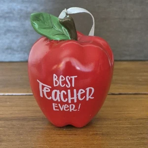 Sello Regalo Maestro Árbol de Navidad Adorno Mejor Maestro Ever Rojo Manzana 2.25" - Imagen 1 de 8