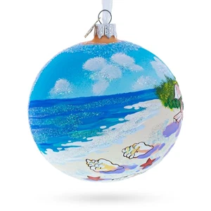 Turks and Caicos Glass Ball Ornament 4 Inches - Picture 1 of 5