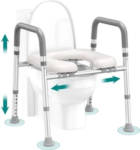 Toilet Seat Risers for Seniors, FSA HSA Eligible Raised Toilet Seat with Hand... - Picture 1 of 6