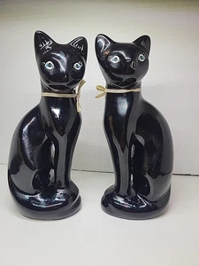 Vintage Mid Century Paar 8" Keramik schwarze Katzen - Bild 1 von 5