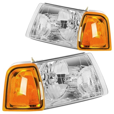 Fits 2001-2011 Ford Ranger Left Right Headlights Assembly Chrome Housing - Image 1 of 4