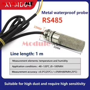 DC 5V-28V RS485 Modbus Waterproof Temperature and Humidity Sensor Probe -40℃~80℃ - Picture 1 of 18
