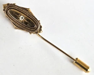 Vintage Victorian Revival Clear Rhinestone Gold Tone Stick Pin 2-5/16" - Picture 1 of 5