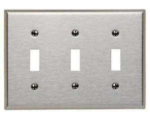 (1 pieza) NUEVO interruptor de palanca acabado cepillado de 3 marchas cubierta de placa de pared de acero inoxidable - Imagen 1 de 1