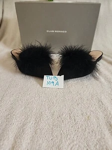 Zapatos de mula planos Club Monaco negros mullidos talla 37 - Imagen 1 de 9