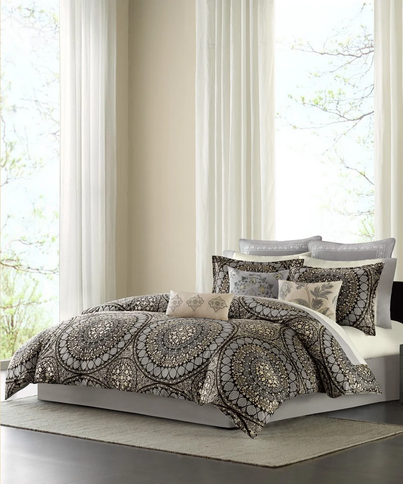 NUEVO JUEGO DE EDREDÓN DOBLE DISEÑO ECO CARAVANA 3 PIEZAS CON FARSA Y FALDA DE CAMA ONYX Foto 1 de 3