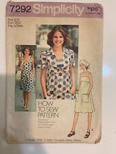 Simplicity 7292 Sewing Pattern Junior Dress Size 9/10 Bust 30 1/2 VINTAGE 1975