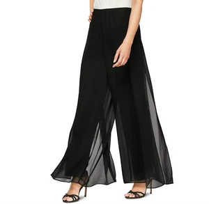 Adrianna Papell Evening Essentials Black Palazzo Pants with Sheer Overlay Sz 8 - Picture 1 of 8