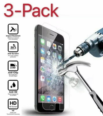 Paquete de 3 protectores de pantalla de vidrio templado para iPhone 14 Pro Max 13 12 8 Plus 7 6s 5 Foto 1 de 4