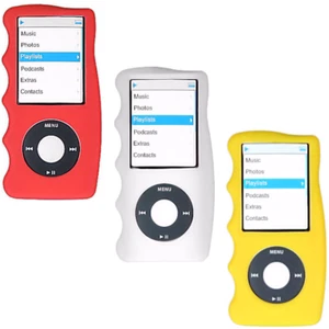 3-Pack Hand Grip Silicone Sleeve for 4th Generation iPod Nano - Clear Red Yellow - Picture 1 of 10