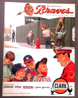 1960 PITTSBURGH PIRATES at MILWAUKEE BRAVES scorecard baseball program - Image 1 of 4