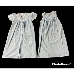 Conjunto de bata de noche vintage Deidre pequeño algodón azul plumero casa abrigo 2 piezas - Imagen 1 de 9