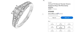 Keepsake 1/2 Carat "Sincerity" Women's Engagement Ring 10k White Gold - Picture 1 of 5
