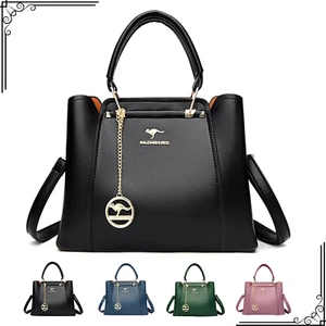 Satchel Classic Dinner Sling Bag Black Leather Crossbody Messenger Handbag Gift - Picture 1 of 22