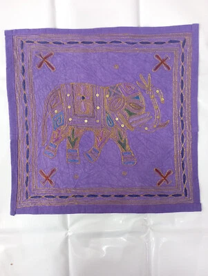 Zari Cotton Cushion Cover Indian Handmade Elephant Pillow Case Cover 16'' Throw - Image 1 of 4