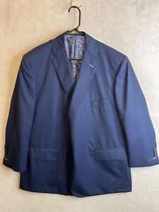Tom James Ventura Solid Blue Holland & Sherry Wool 2-Button Suit MEASUREMENTS