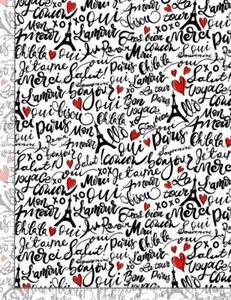 Paris Fabric Parisian Bonjour Word White Cotton Timeless Treasures C8691 By Yard - Picture 1 of 1