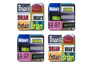 Personalized Coasters featuring the name BRIAN in photos of signs - Set of 4 - Picture 1 of 1