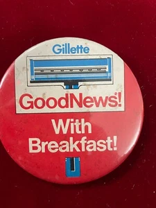 Gillette Buone Notizie Con Colazione Rasoio Monouso Vintage Pulsante Promo 3" - Foto 1 di 3