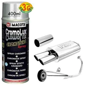 MACOTA CROMOLUX Vernice Cromata Spray 400ml Cromatura Resistente al Calore Cromo - Foto 1 di 4