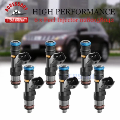 6X Fuel Injector for Nissan Murano 350Z Infiniti G35 FX35 M35 3.5L 0280158042 - Imagem 1 de 4