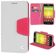 White Pink Case Cover Stand for LG exceed - 2, L70, Empire, Pulse, Ultimate 2