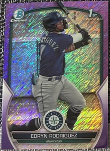 🔥2023 Bowman Chrome 1st Bowman PURPLE SHIMMER #BCP-185 Edryn Rodriguez #d/250🔥 - Picture 1 of 2