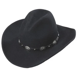 Wollhut Westernhut Cowboyhut Country Outdoor Stars & Stripes »COLT« Schwarz - Picture 1 of 1