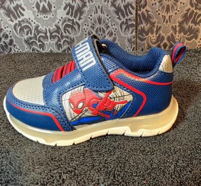 Кроссовки Marvel-boy для малышей синие/серебристые литиевые Spider-man с подсветкой размер 8 - Изображение 1 из 4