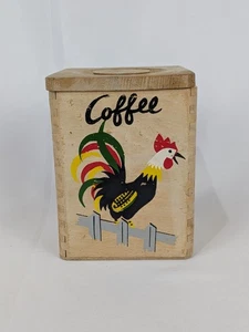 Vintage Chicken Rooster Wooden Coffee Canister Made In Japan Container  - Picture 1 of 9