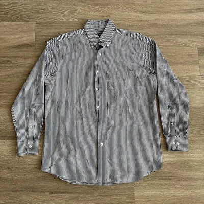 Camisa de vestir Croft & Barrow calce clásico a rayas con botones blanca para hombre 15,5 32/33 Foto 1 de 4