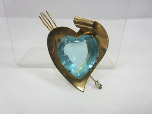 Vintage Coro Sterling Blue Heart Brooch for Parts or Restoration - Picture 1 of 5