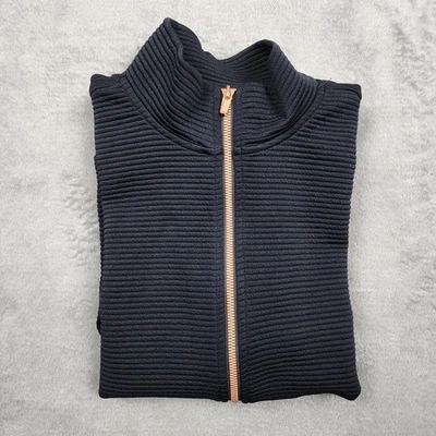 Skechers Women’s Hoodless Hoodie Jacket Size M Black Rose Gold Zip Front Pockets - Image 1 of 4