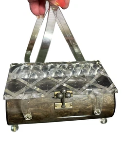 ¡Fabulosa Cartera Lucite Visón Perla De Colección con Bolsos de Mano Lucite "Cable" Florida! - Imagen 1 de 7