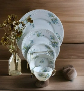 1903 Theodore Haviland Limoges Schleiger Place Settings &Hostess Pcs Blue Flower - Picture 1 of 27